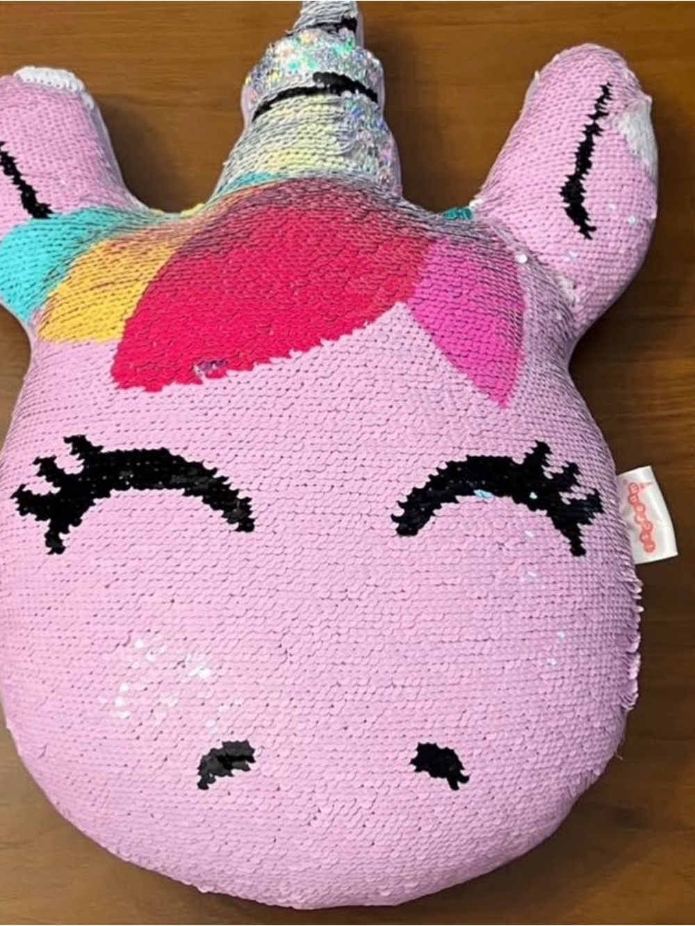 iscream Reversible Sequin Unicorn Plush Decorative Throw Pillow Pink Multicolor